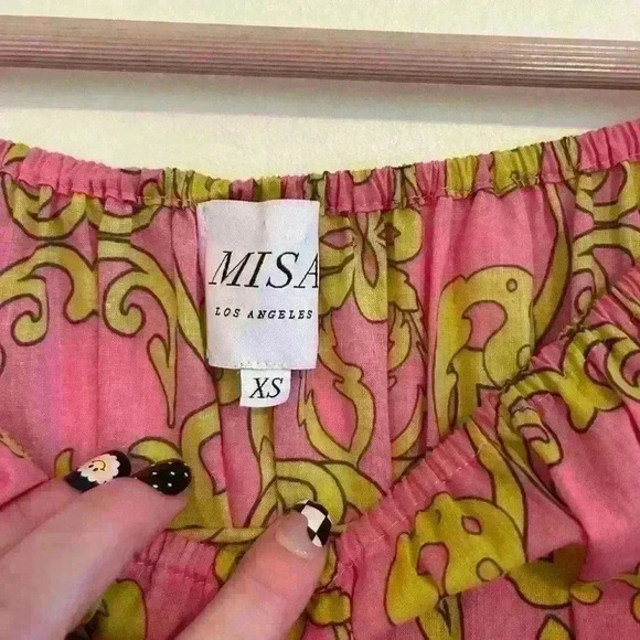 MISA Los Angeles Size XS Jordana Off The Shoulder Puff Sleeve Mini Dress Pink - Picture 5 of 10